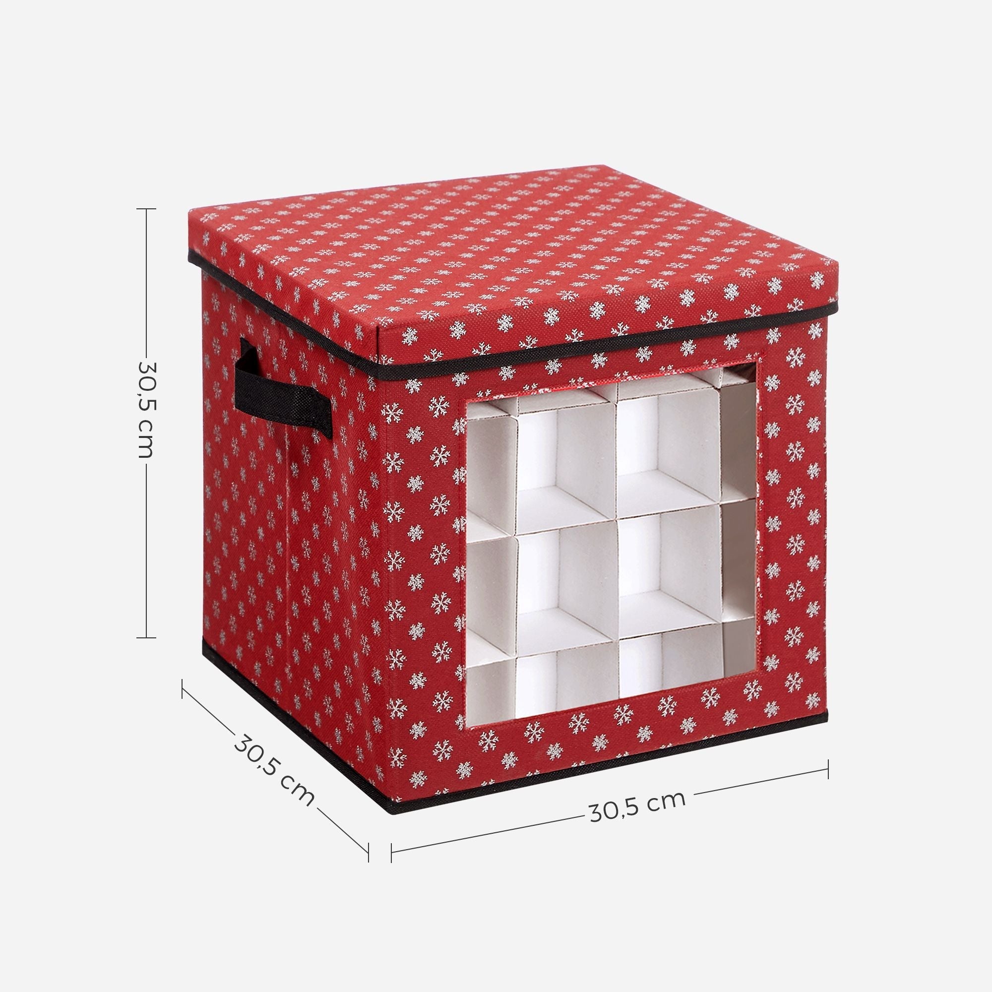 Christmas Bauble Storage Boxes - Fabric - Green - Set of 3 with 64 Compartments and Modular Dividers