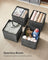 Set of 6 Foldable Fabric Storage Boxes - 30 x 30 x 30 cm - Heathered Black - Convenient Fingerhole