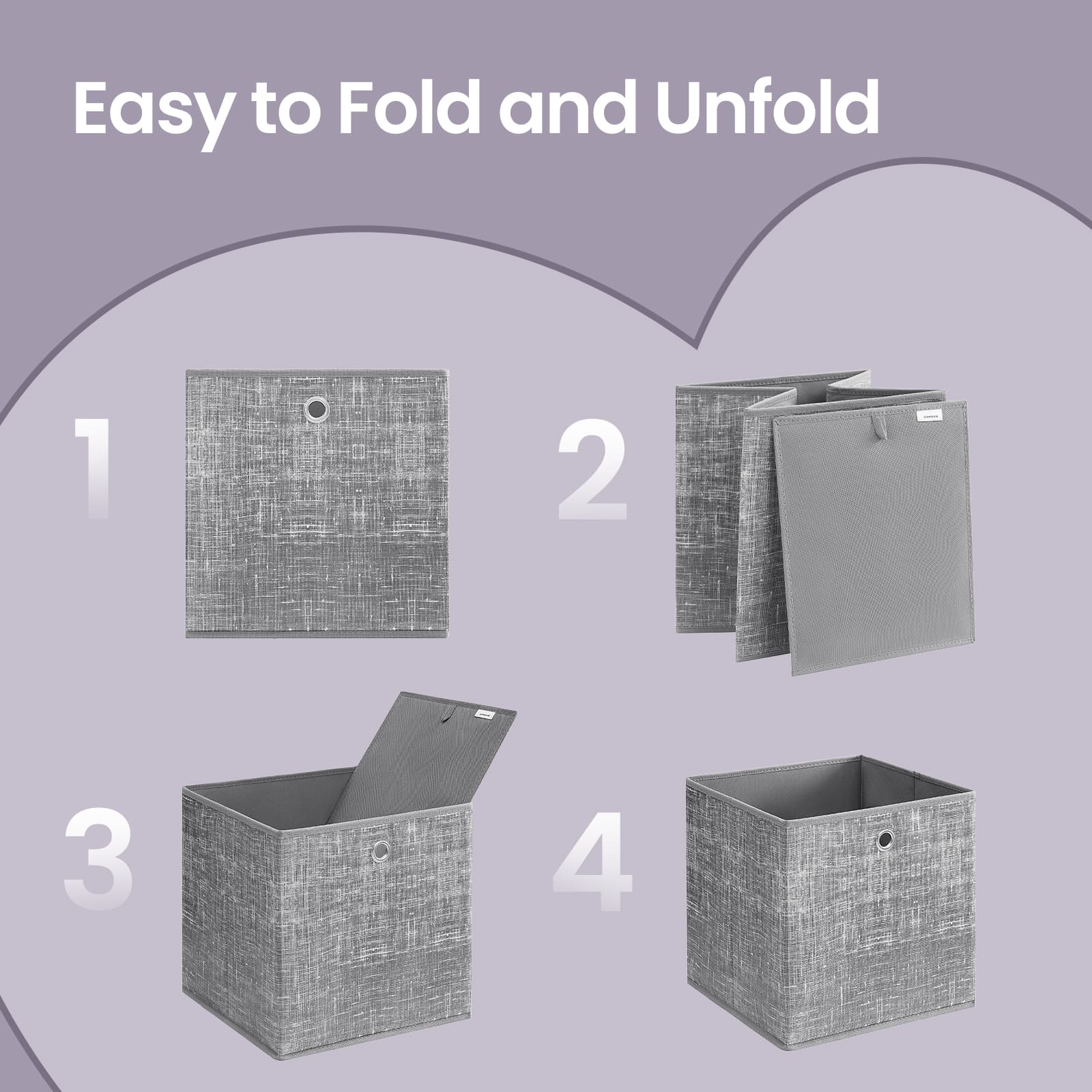 Storage Boxes - Non-Woven Fabric - Black - Set of 6 with Handles