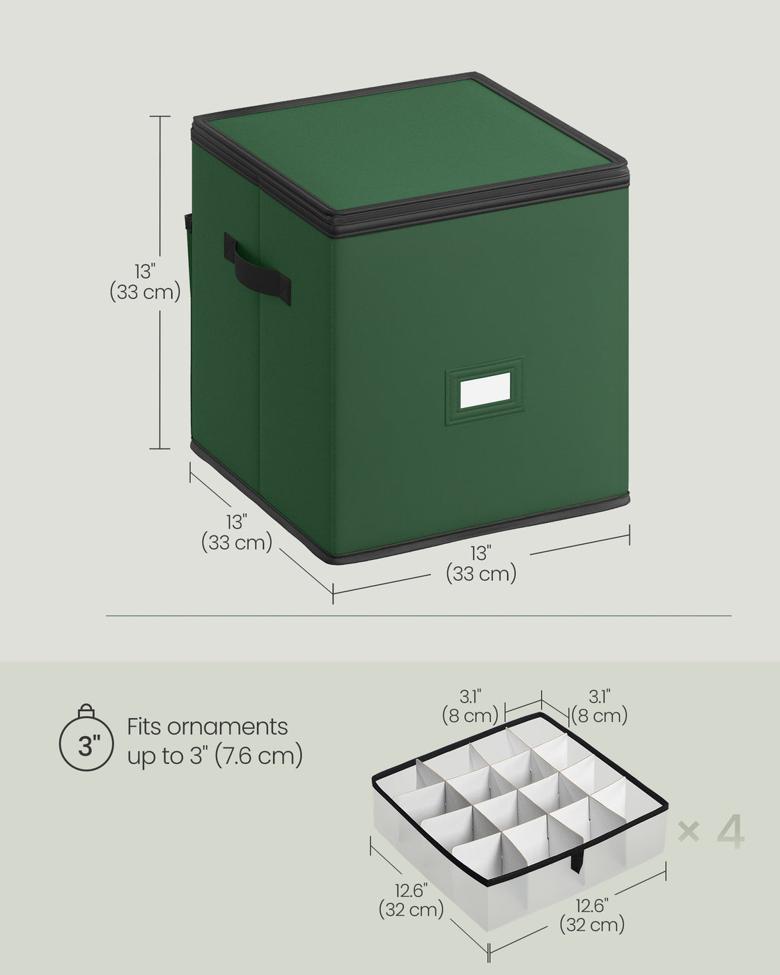 Christmas Decoration Storage Box - 43L - Oxford Fabric - Stackable