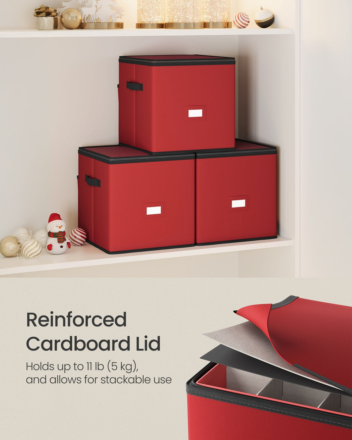 Christmas Decoration Storage Box - 64 Slots - Oxford Fabric - Dual Zippers