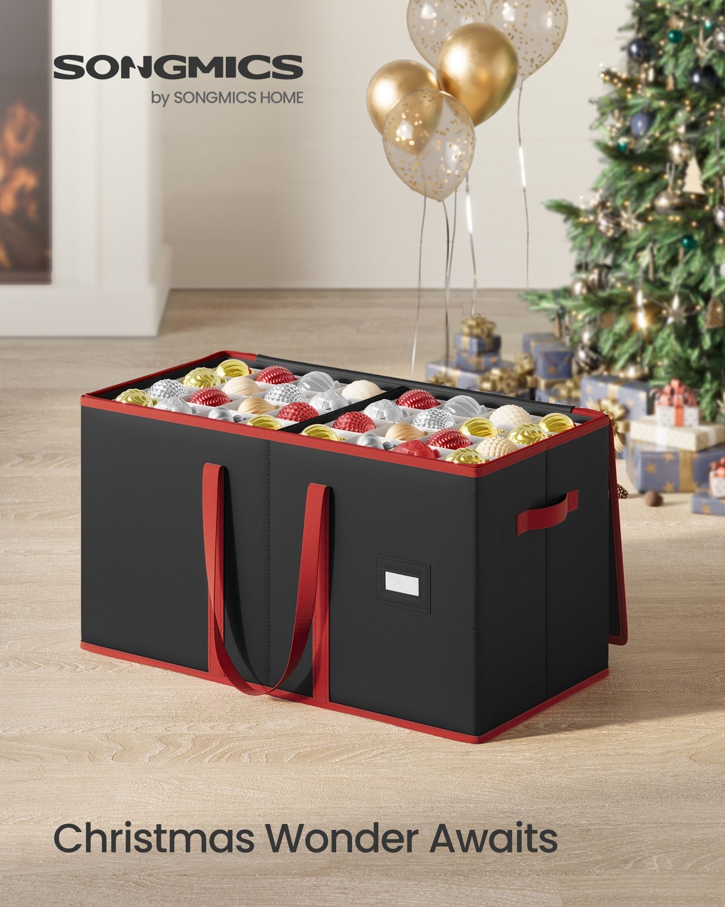 Decorative Storage Box - Fabric - Red - Large Capacity for Christmas Decorations
