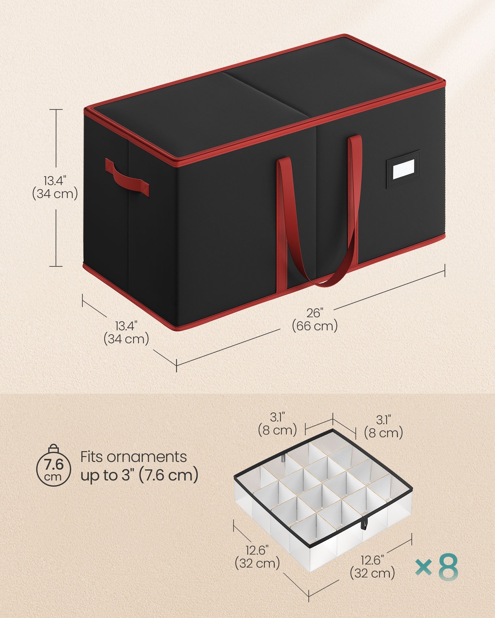 Decorative Storage Box - Fabric - Red - Large Capacity for Christmas Decorations