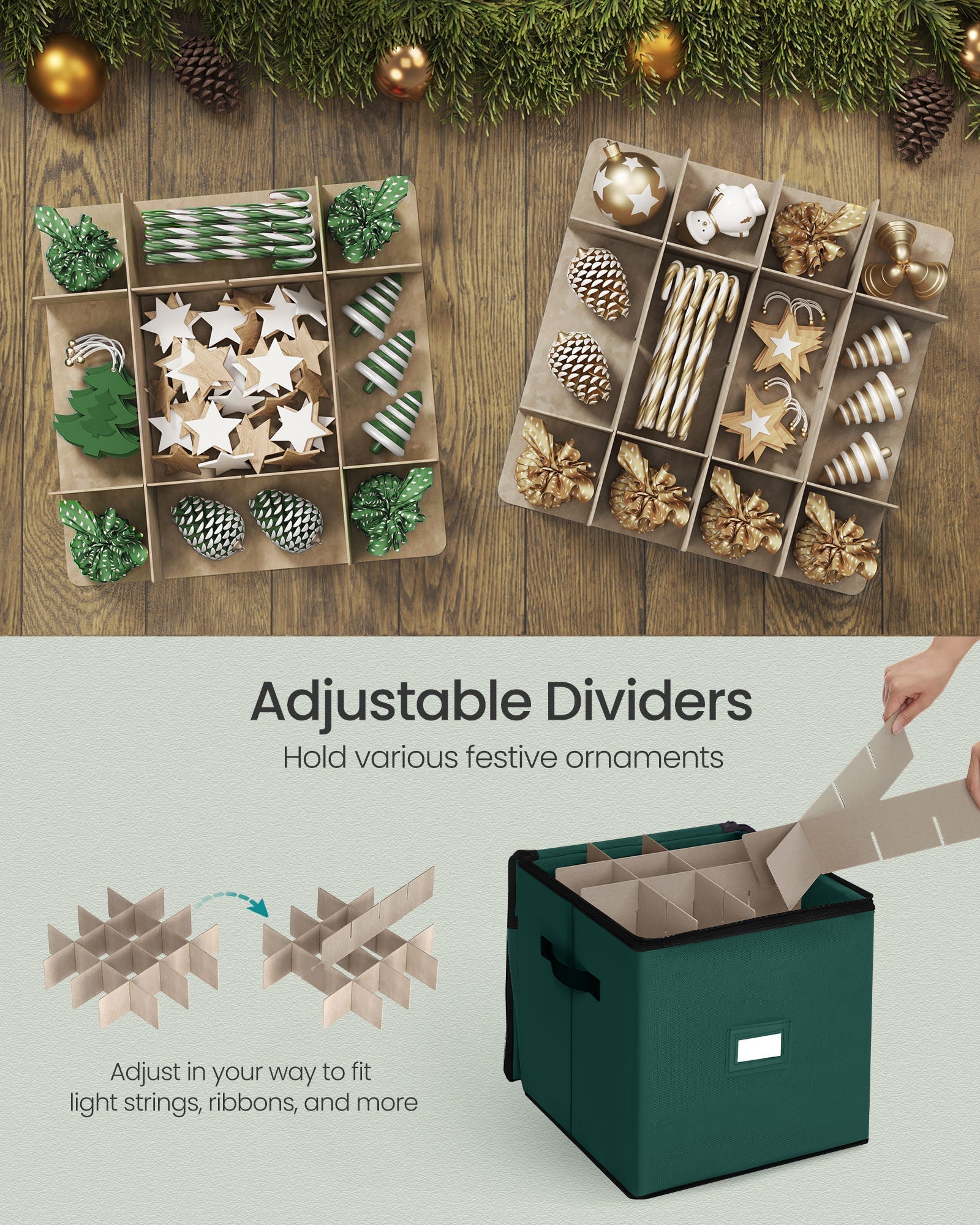 Christmas Decoration Storage Box - Non-Woven Fabric - Clear - 64 Slots
