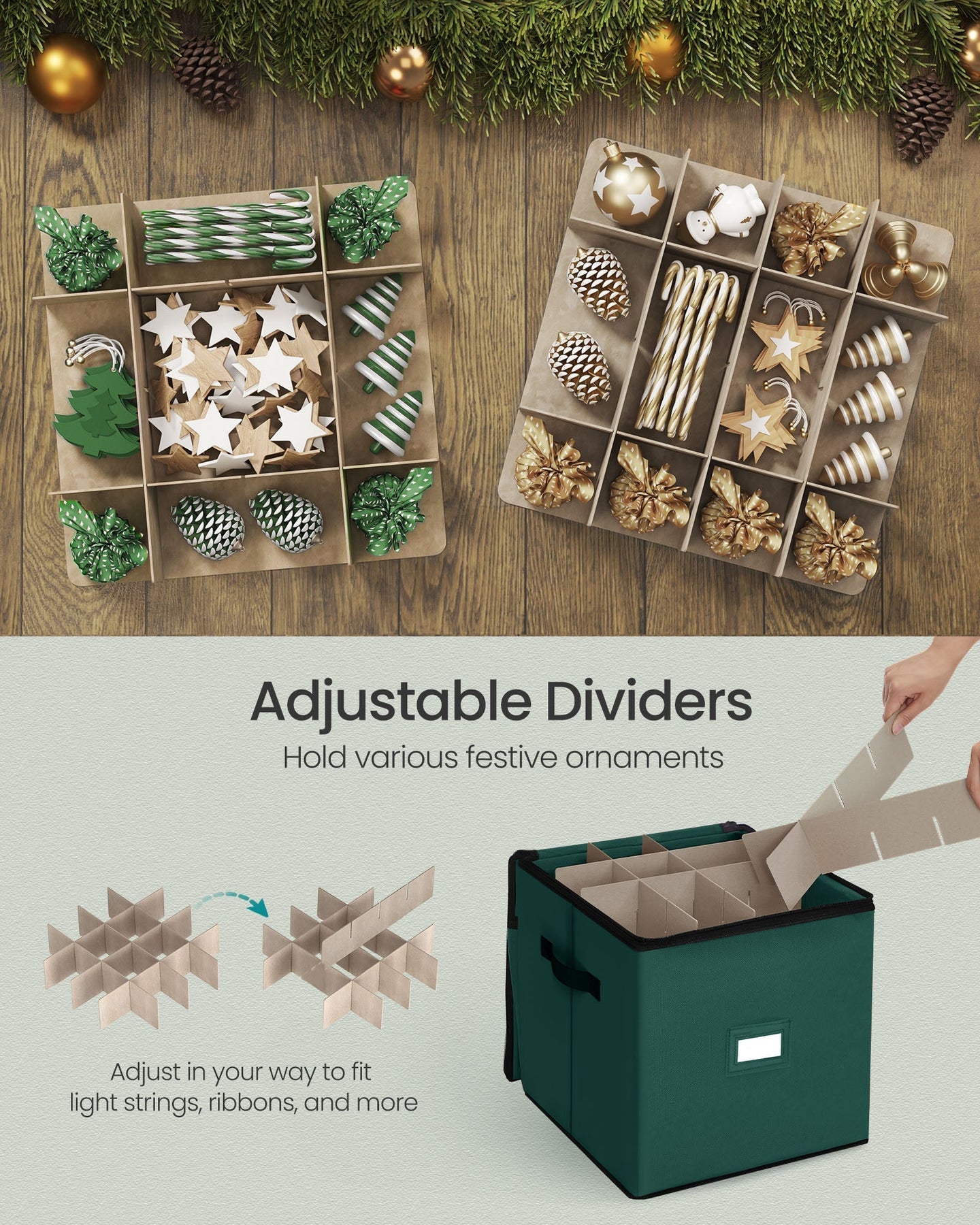Christmas Decoration Storage Box - Non-Woven Fabric - Clear - 64 Slots