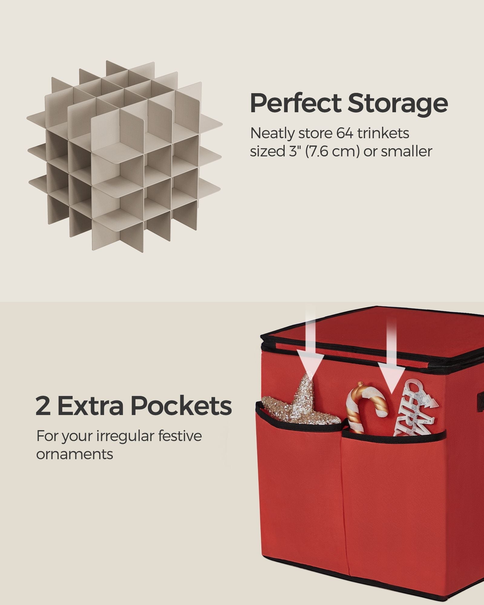 Stackable Storage Box - Non-Woven Fabric - Christmas Bauble