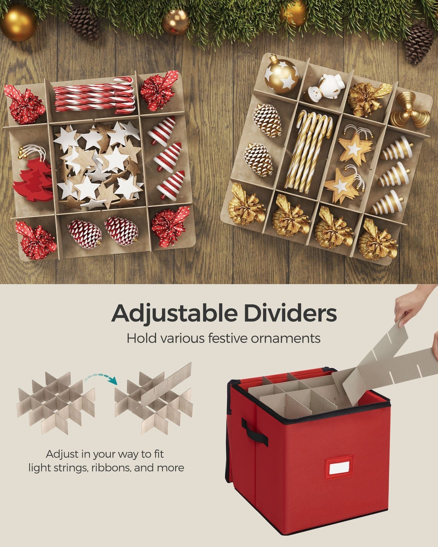 Stackable Storage Box - Non-Woven Fabric - Christmas Bauble