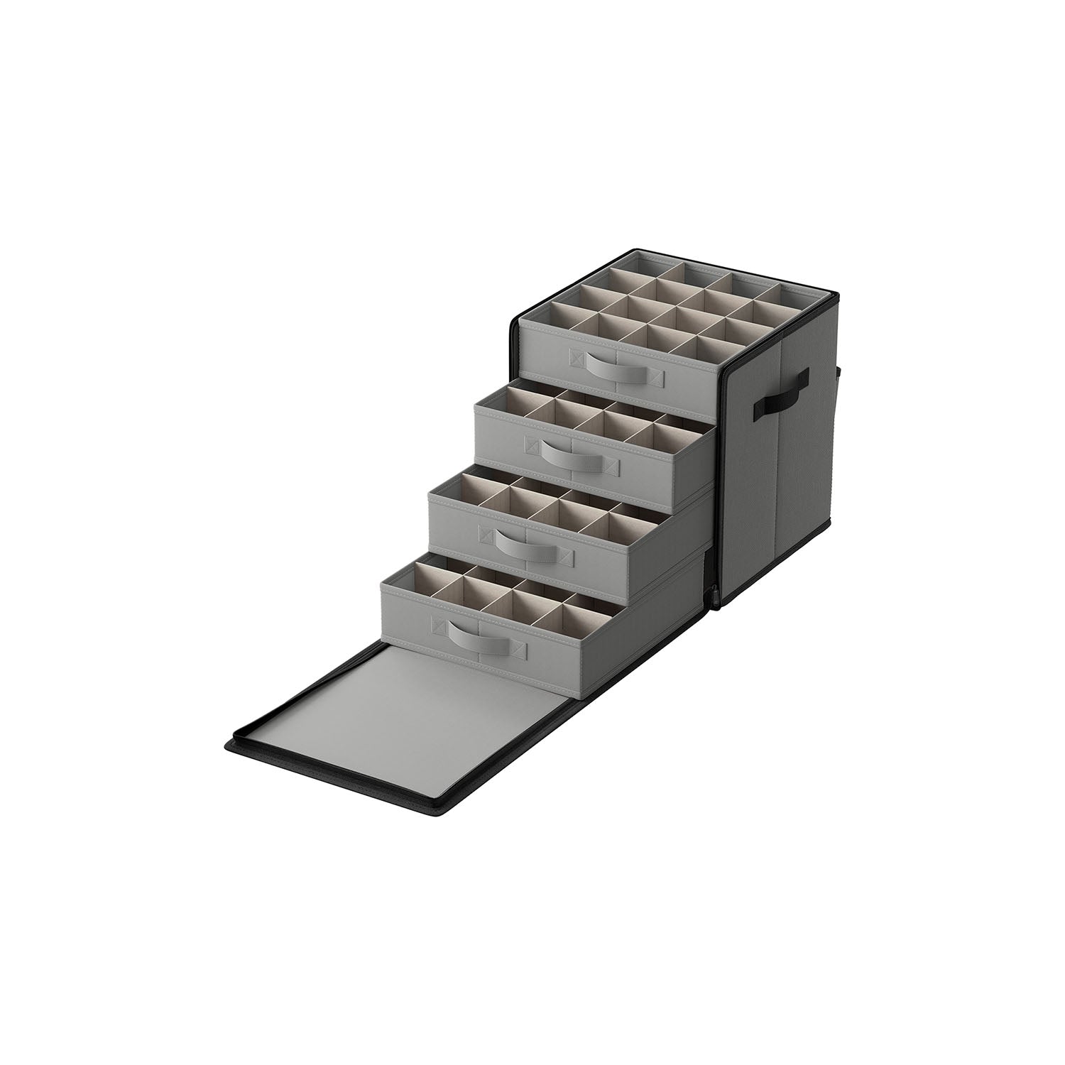 Christmas Decoration Storage Box - 600D Oxford - Forest Green - Stackable with Side Open and 64 Slots