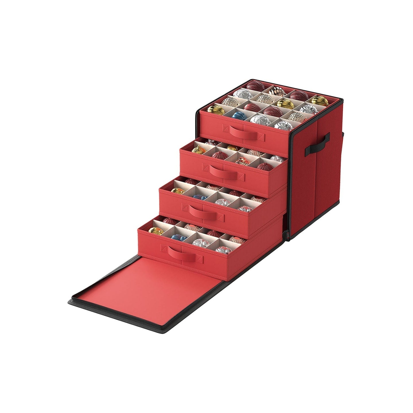 Christmas Decoration Storage Box - 600D Oxford - Forest Green - Stackable with Side Open and 64 Slots