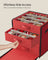 Christmas Decoration Storage Box - 600D Oxford - Cherry Red - Stackable with Side Open and 4 Drawer Trays
