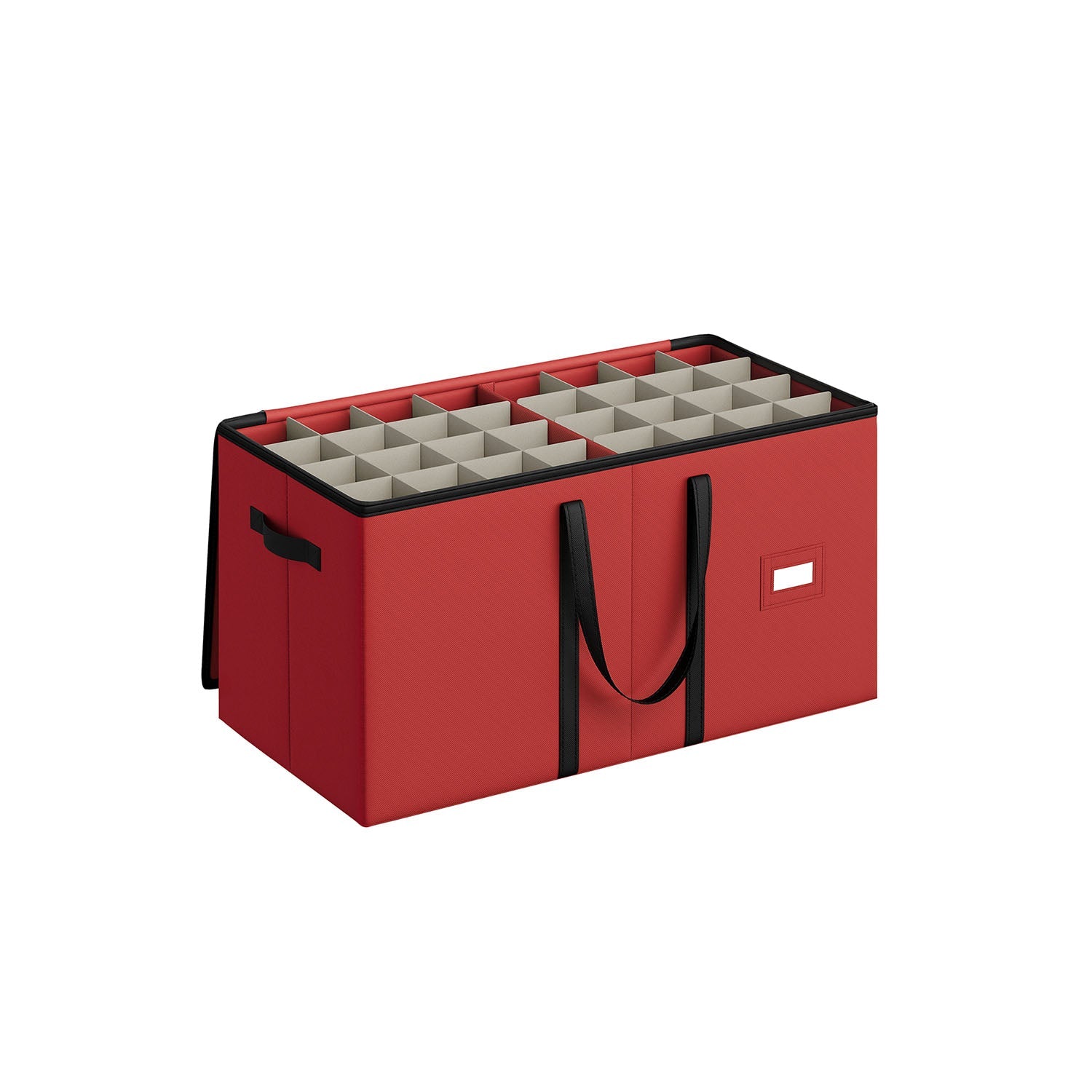 Christmas Decoration Storage Box - Non-Woven Fabric - Red - Stackable with Adjustable Dividers and Dual Zippers