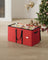 Christmas Decoration Storage Box - Non-Woven Fabric - Red - Stackable with Adjustable Dividers and Dual Zippers