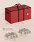 Christmas Decoration Storage Box - Non-Woven Fabric - Red - Stackable with Adjustable Dividers and Dual Zippers
