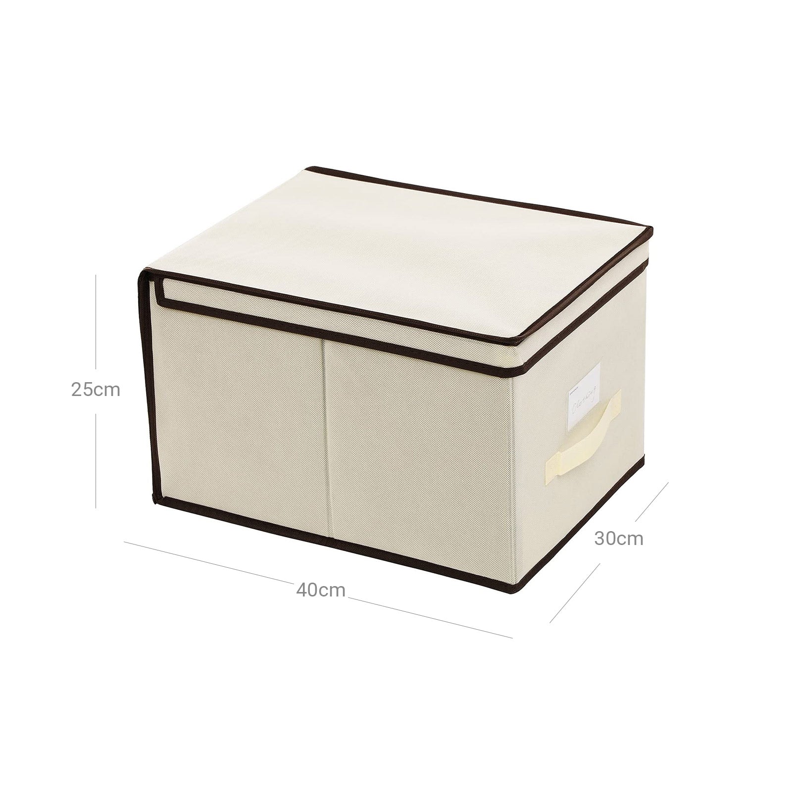 Set of 3 Foldable Fabric Storage Boxes - Beige - Includes Lids and Label Holders
