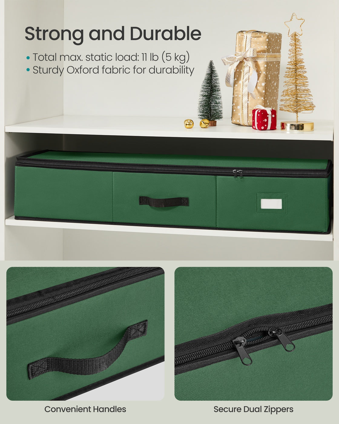 Christmas Ornament Storage Box - 96 Slots - Oxford Fabric - Zippers