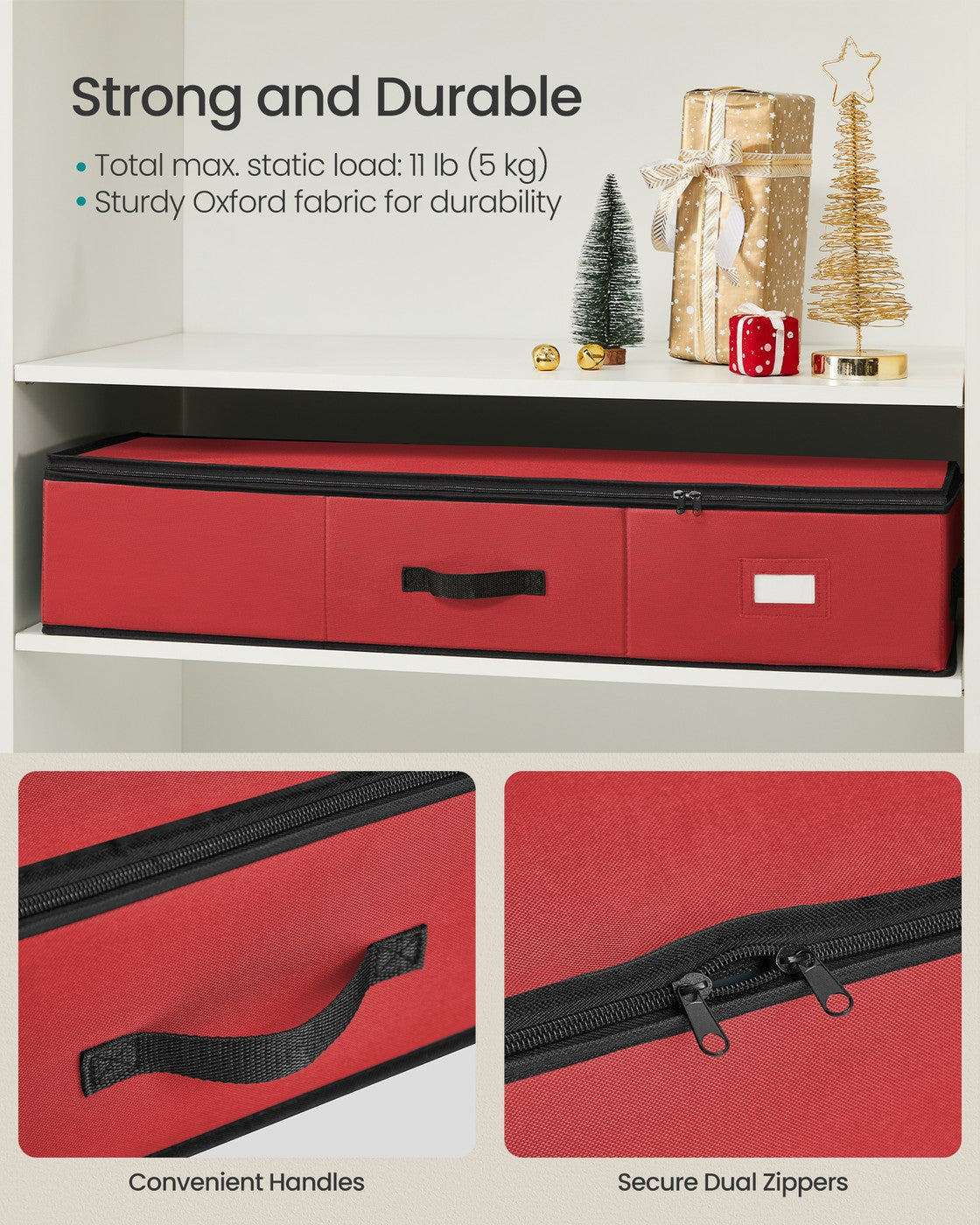 Christmas Ornament Storage Box - 96 Slots - Oxford Fabric - Zippers