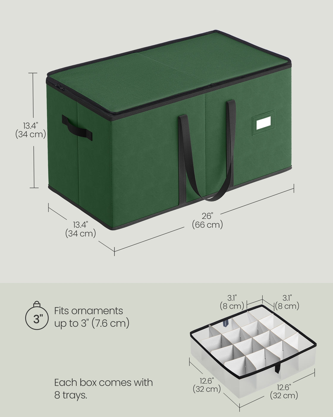 Christmas Decoration Storage Box - 78L - Oxford Fabric - Dual Zippers