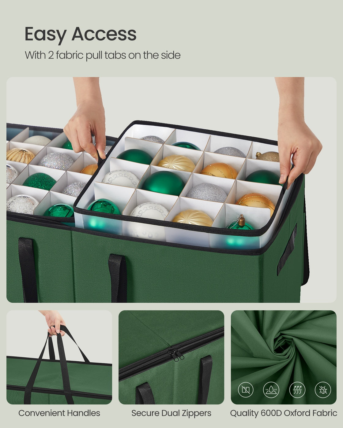 Christmas Decoration Storage Box - 78L - Oxford Fabric - Dual Zippers
