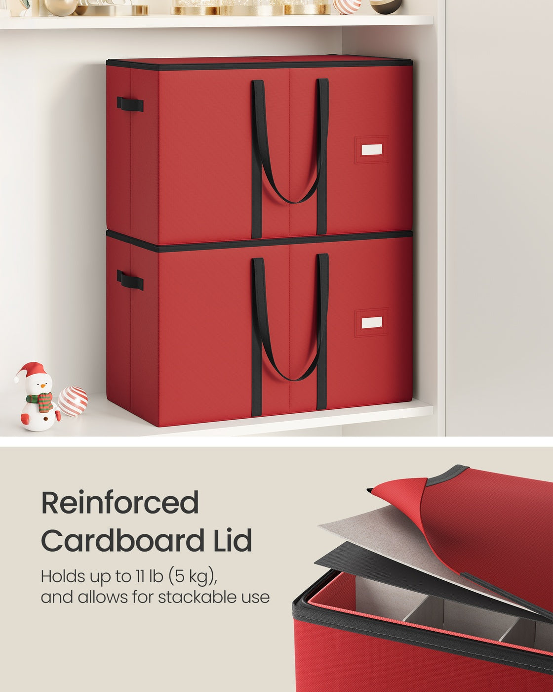 Christmas Decoration Storage Box - 64L - Oxford Fabric - Dual Zippers