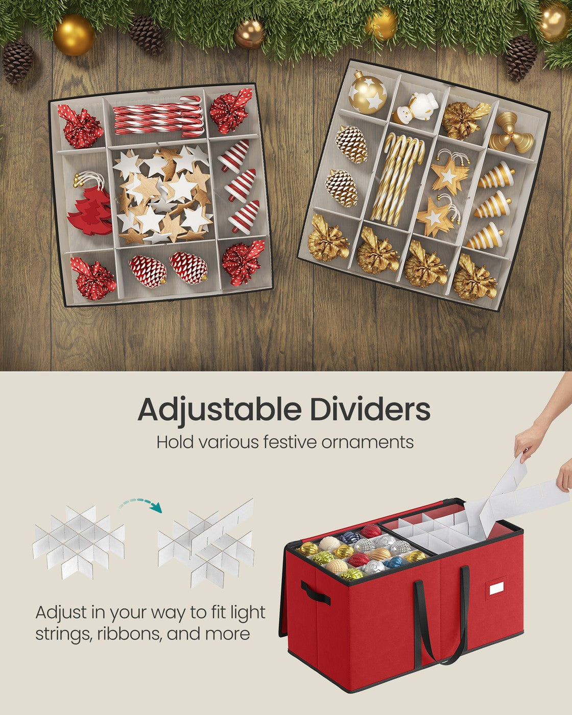 Christmas Decoration Storage Box - 64L - Oxford Fabric - Dual Zippers