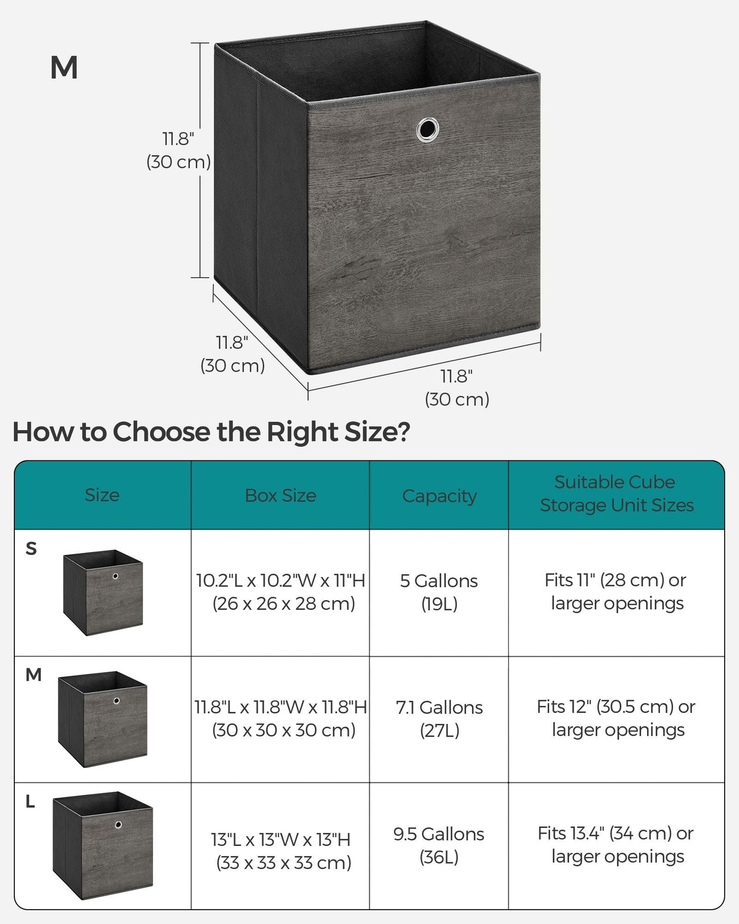Set of 6 Foldable Storage Organiser Boxes - Non-Woven Fabric - Rustic Brown and Black - Includes Handles