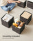 Set of 6 Foldable Storage Organiser Boxes - Non-Woven Fabric - Rustic Brown and Black - Includes Handles