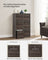 Set of 6 Foldable Storage Organiser Boxes - Non-Woven Fabric - Rustic Brown and Black - Includes Handles