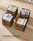 Set of 6 Foldable Storage Cubes - Oxford - Rustic Brown and Black - Convenient Handle