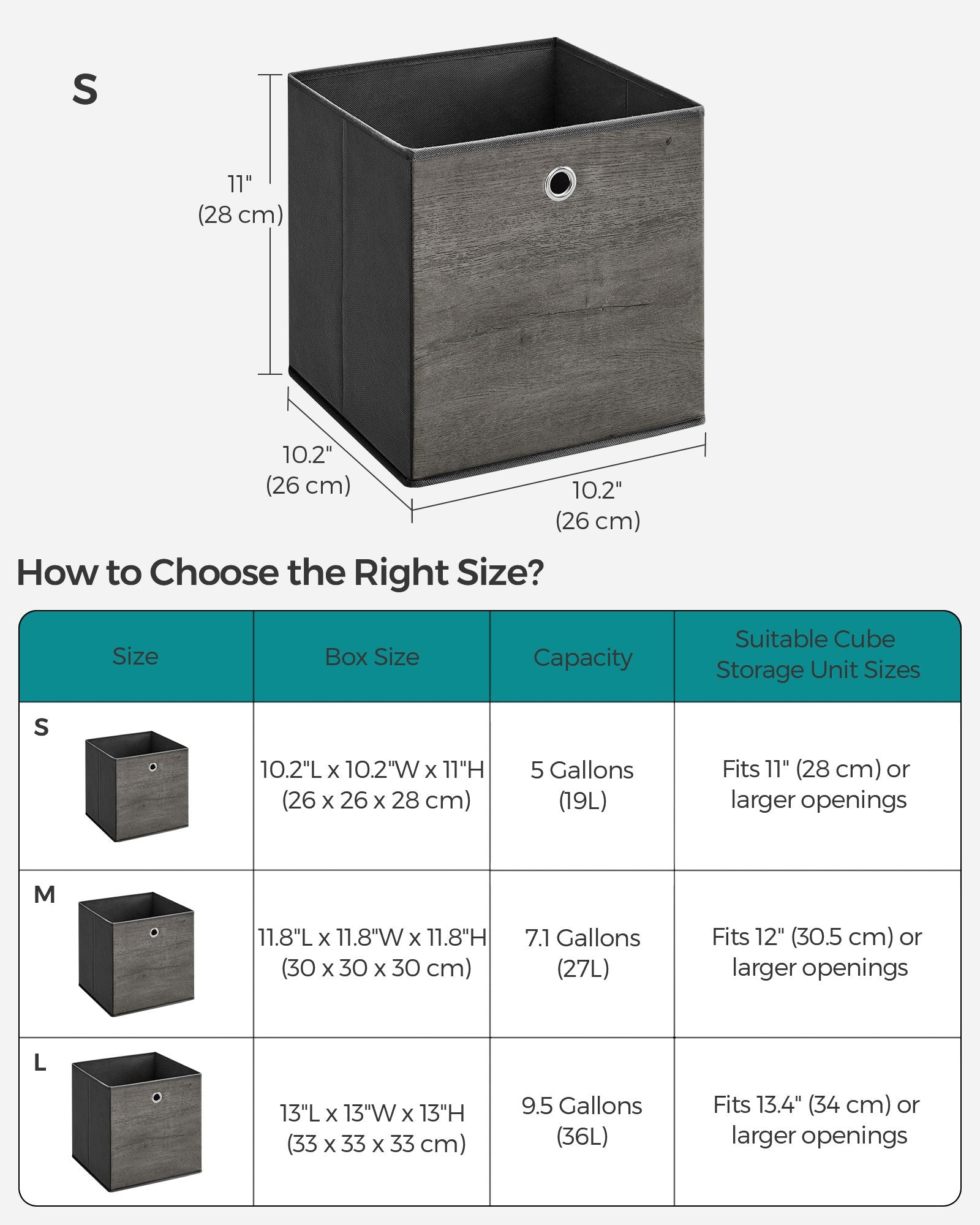 Set of 6 Storage Boxes - Non-Woven - Rustic Brown and Black - Foldable with Handle