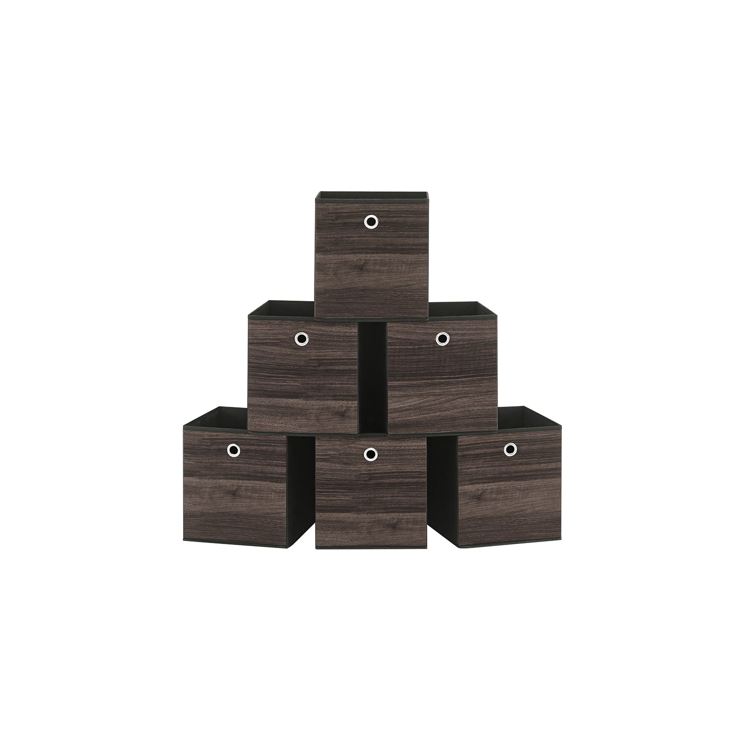 Set of 6 Foldable Storage Bins - Oxford - Chestnut Brown - Featuring Handles