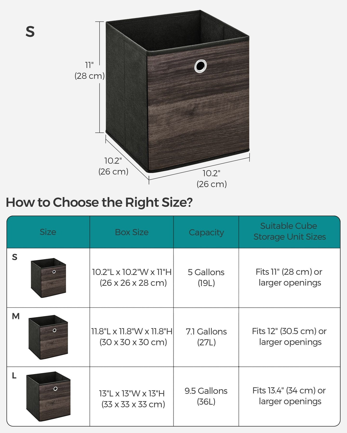 Set of 6 Foldable Storage Bins - Oxford - Chestnut Brown - Featuring Handles