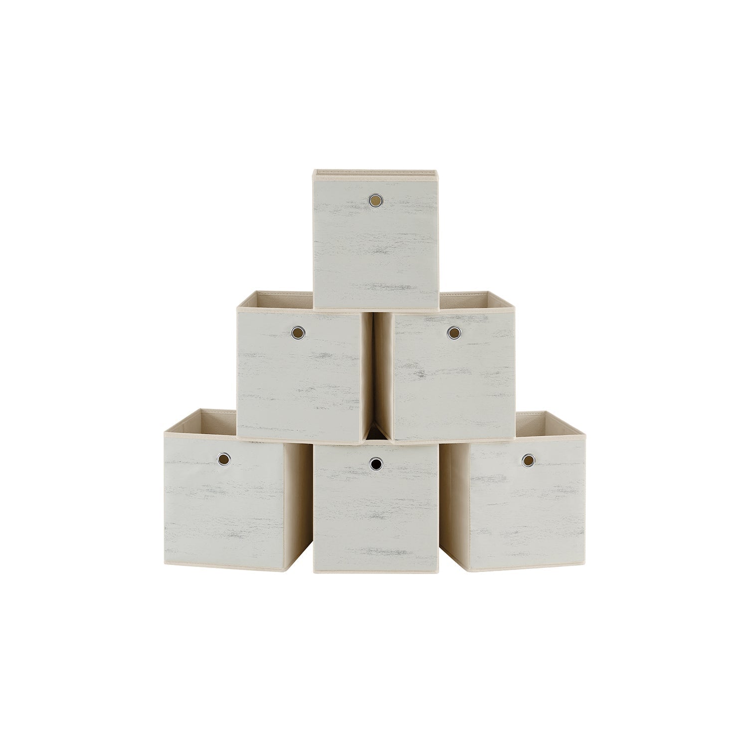 Set of 6 Foldable Storage Bins - Oxford - Chestnut Brown - Featuring Handles