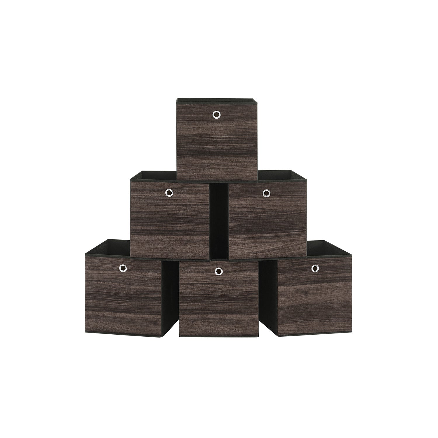 Set of 6 Foldable Storage Bins - Non-Woven Fabric - Misty Grey - With Handles