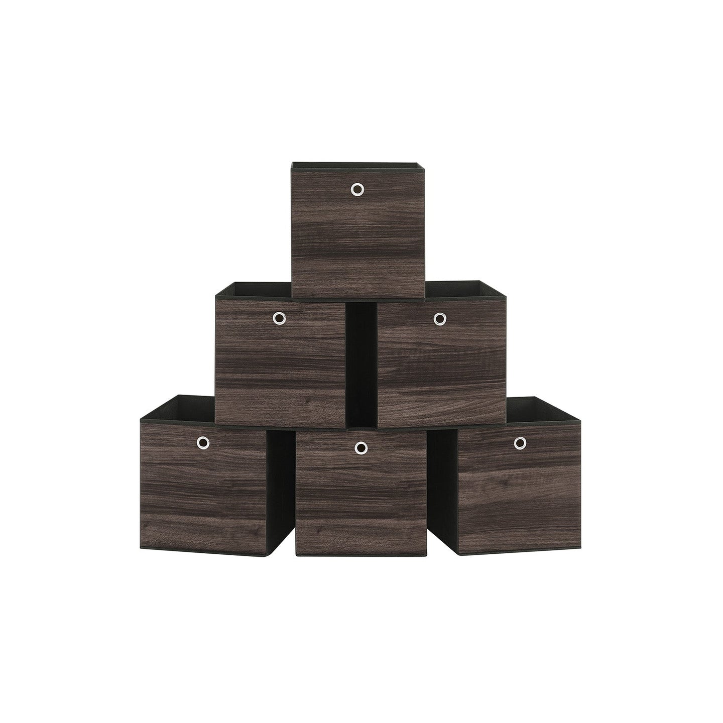 Set of 6 Foldable Storage Bins - Non-Woven Fabric - Misty Grey - With Handles