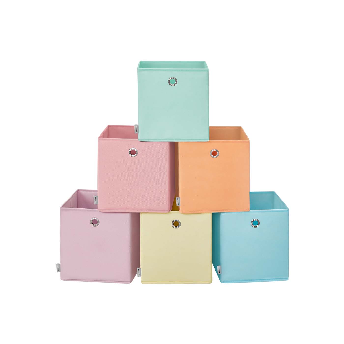 Set of 6 Collapsible Storage Cubes - Fabric - Rainbow