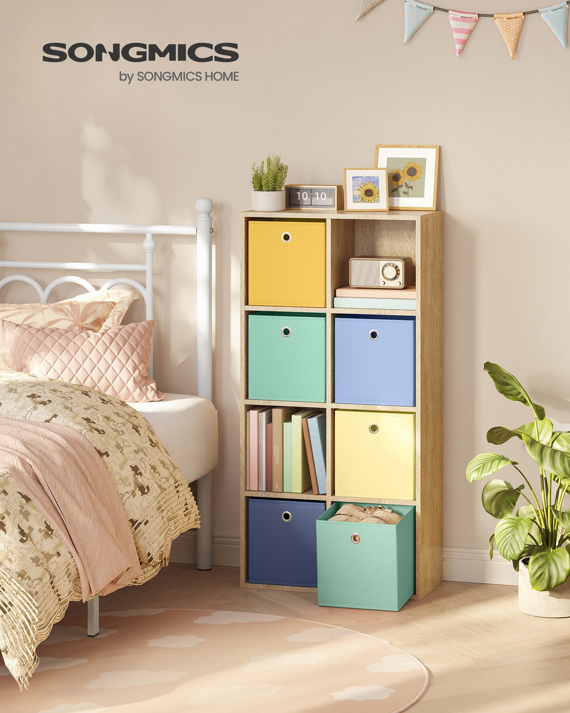 Storage Cubes Set of 6 Collapsible Storage Boxes Rainbow Storage Bins - Non-Woven Fabric and Plastic - Pale Gold