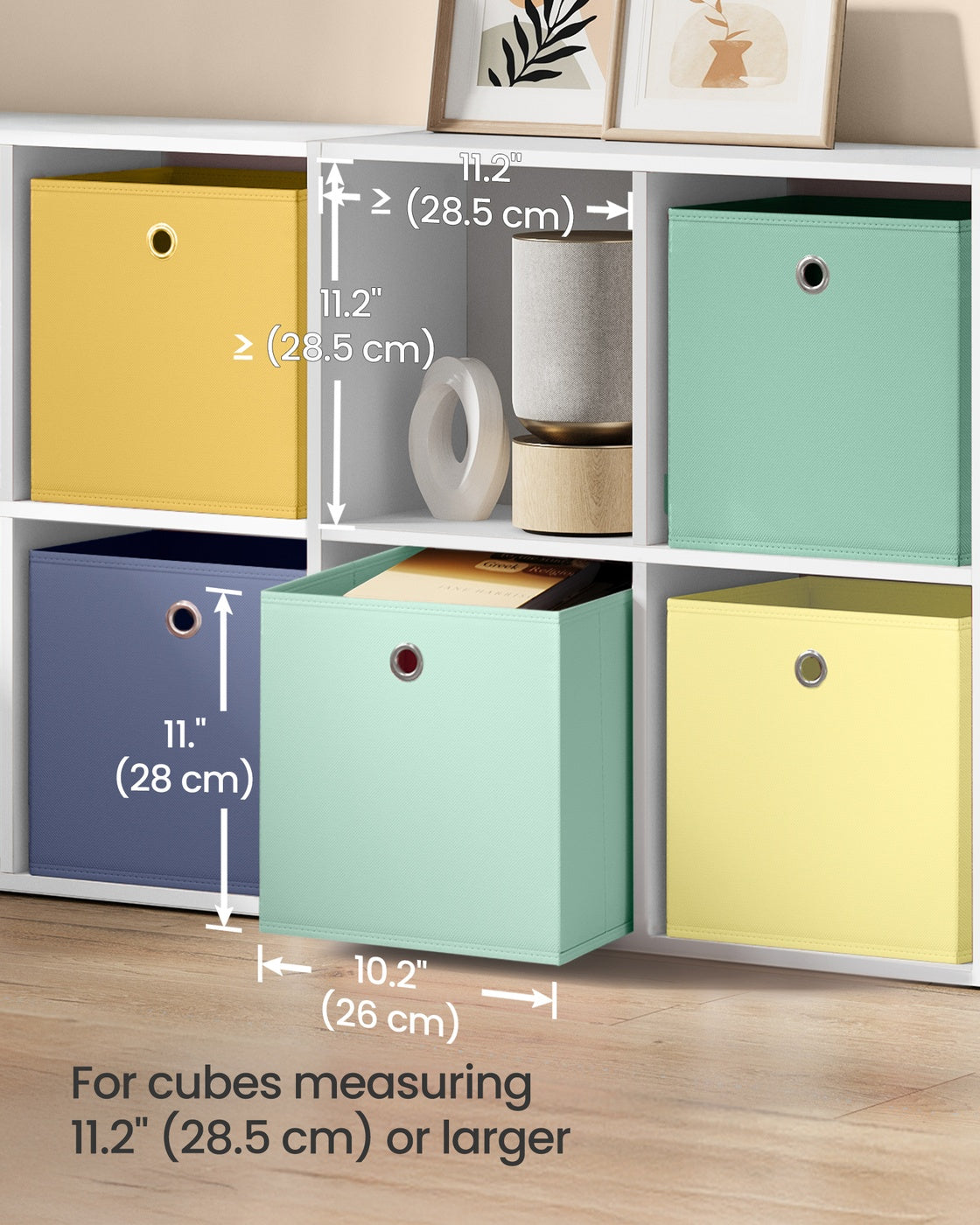 Storage Cubes Set of 6 Collapsible Storage Boxes Rainbow Storage Bins - Non-Woven Fabric and Plastic - Pale Gold
