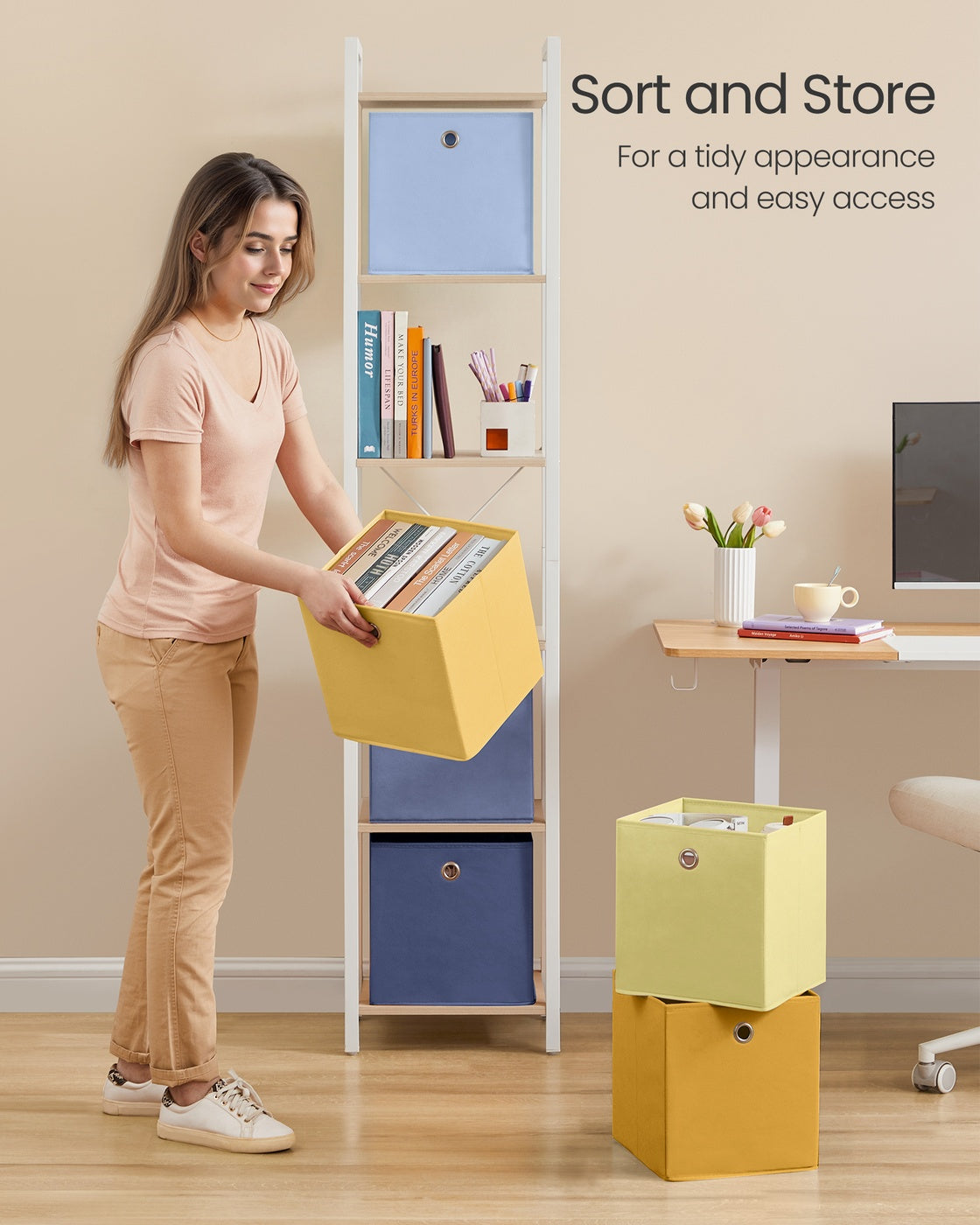 Storage Cubes Fit Cube Storage Unit Colourful Fabric Bins - Non-Woven Fabric and Plastic - Pale Blue