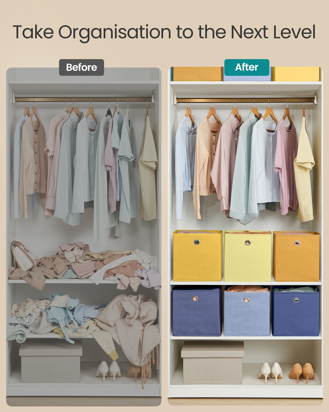 Storage Cubes Fit Cube Storage Unit Colourful Fabric Bins - Non-Woven Fabric and Plastic - Pale Blue
