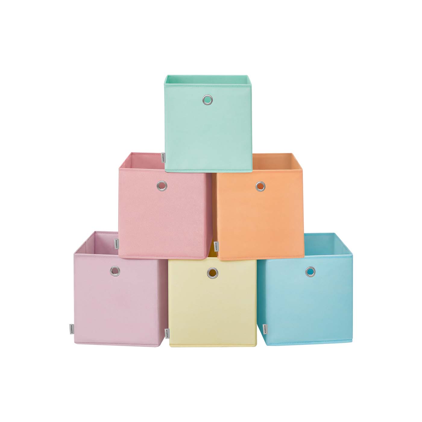 Set of 6 Collapsible Storage Cubes - Fabric - Rainbow