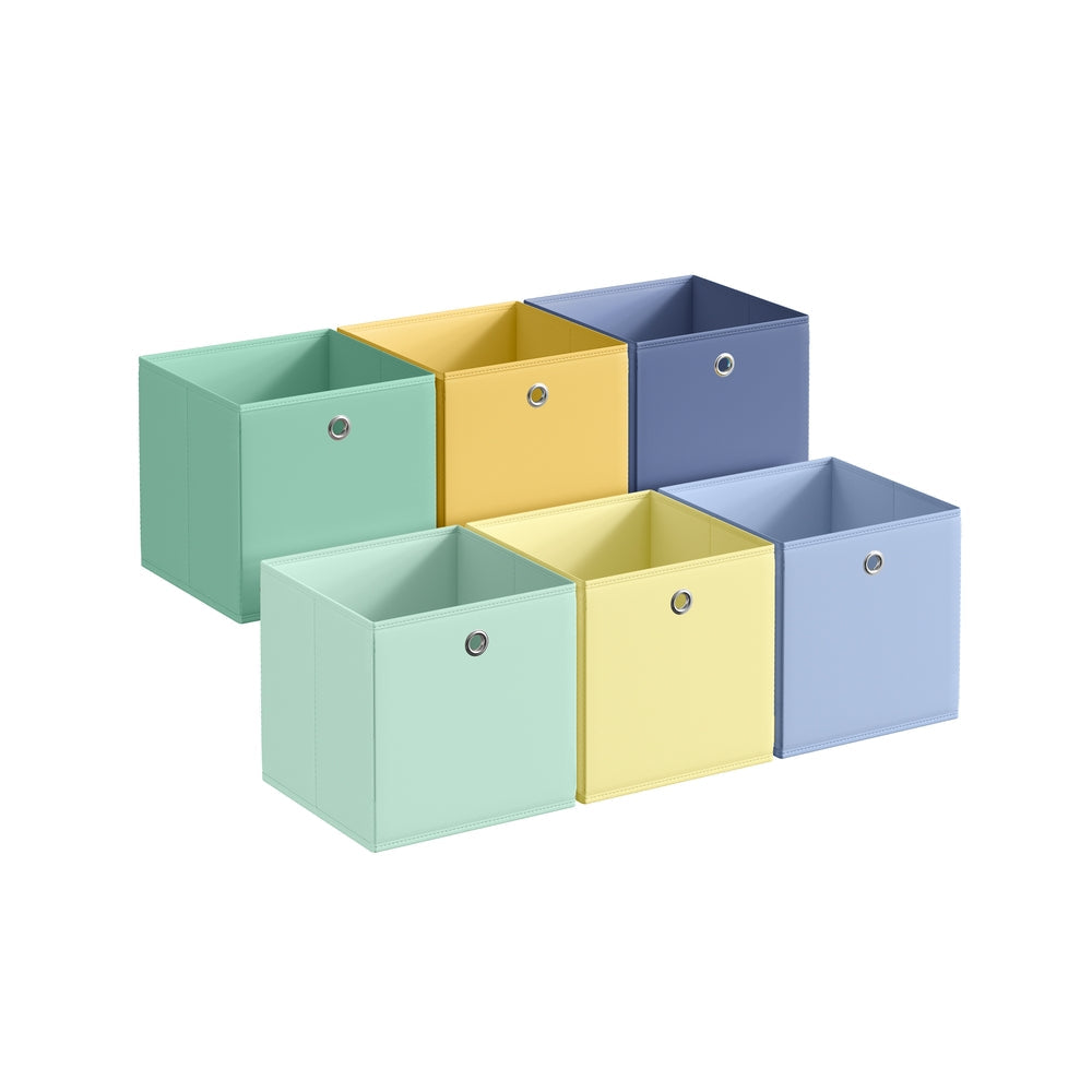 Storage Cubes Set of 6 Collapsible Storage Boxes Rainbow Storage Bins - Non-Woven Fabric and Plastic - Pale Gold