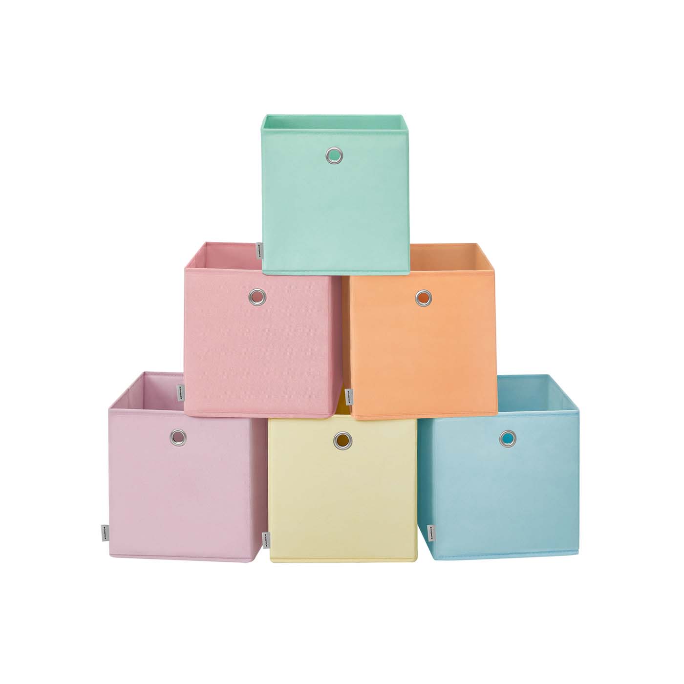 Set of 6 Collapsible Storage Cubes - Fabric - Rainbow
