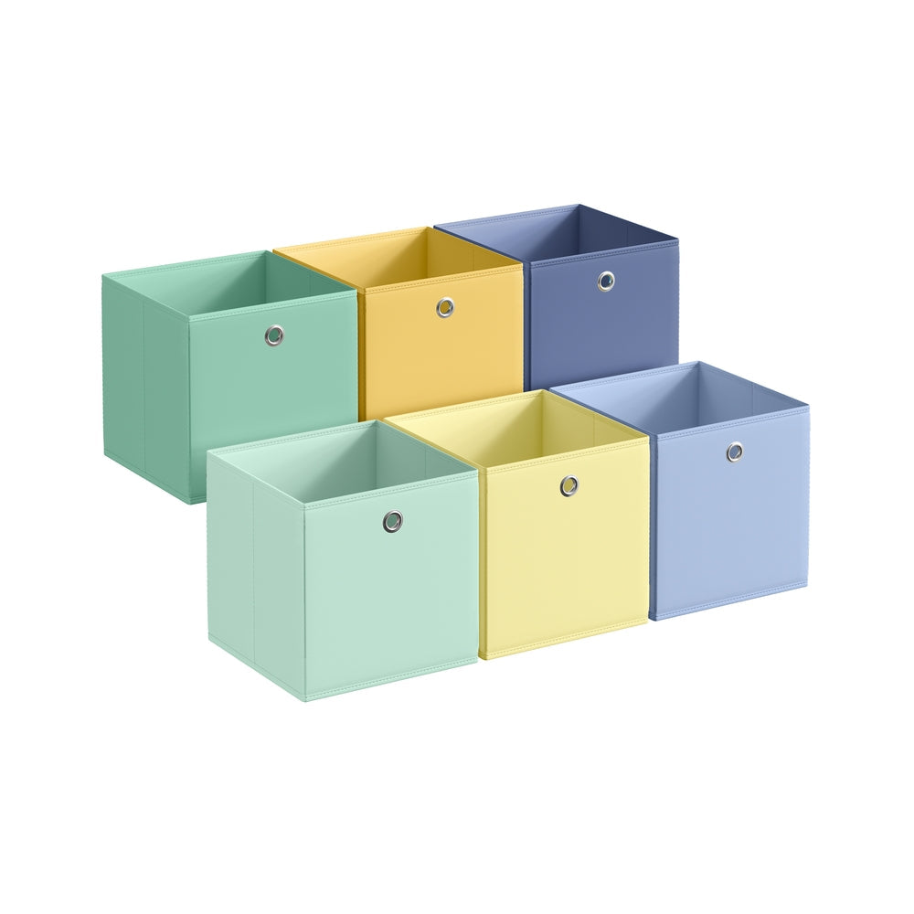 Storage Cubes Set of 6 Collapsible Storage Boxes Rainbow Storage Bins - Non-Woven Fabric and Plastic - Pale Gold