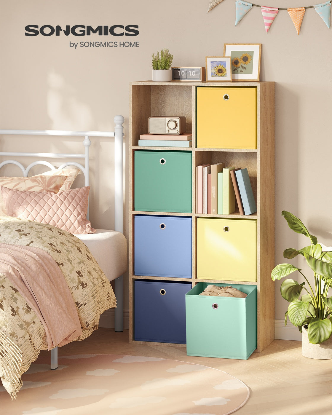 Storage Cubes Set of 6 Collapsible Storage Boxes Rainbow Storage Bins - Non-Woven Fabric and Plastic - Pale Gold