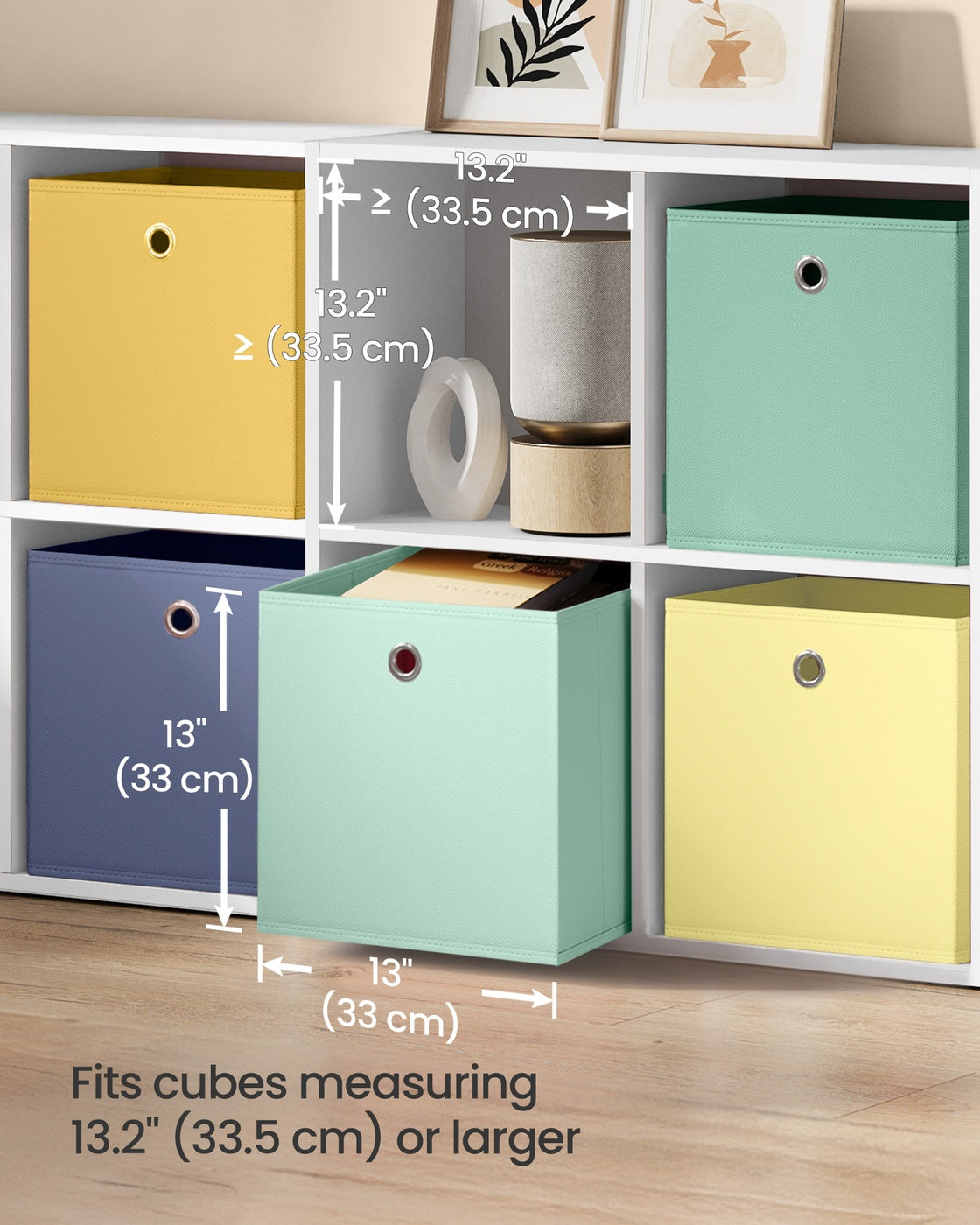 Storage Cubes Set of 6 Collapsible Storage Boxes Rainbow Storage Bins - Non-Woven Fabric and Plastic