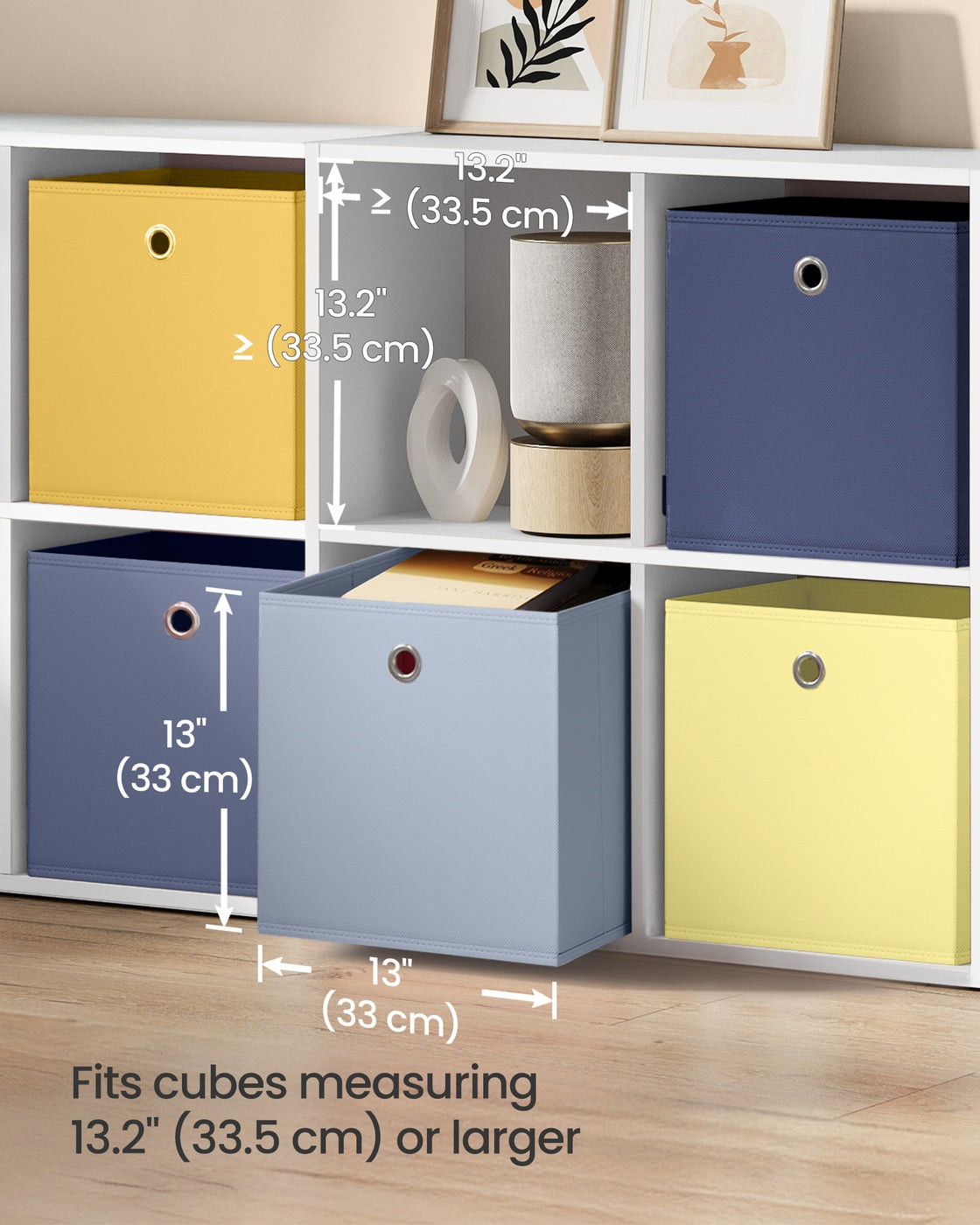 Storage Cubes Set of 6 Collapsible Storage Boxes Colourful Fabric Bins - Non-Woven Fabric and Plastic - Pale Blue