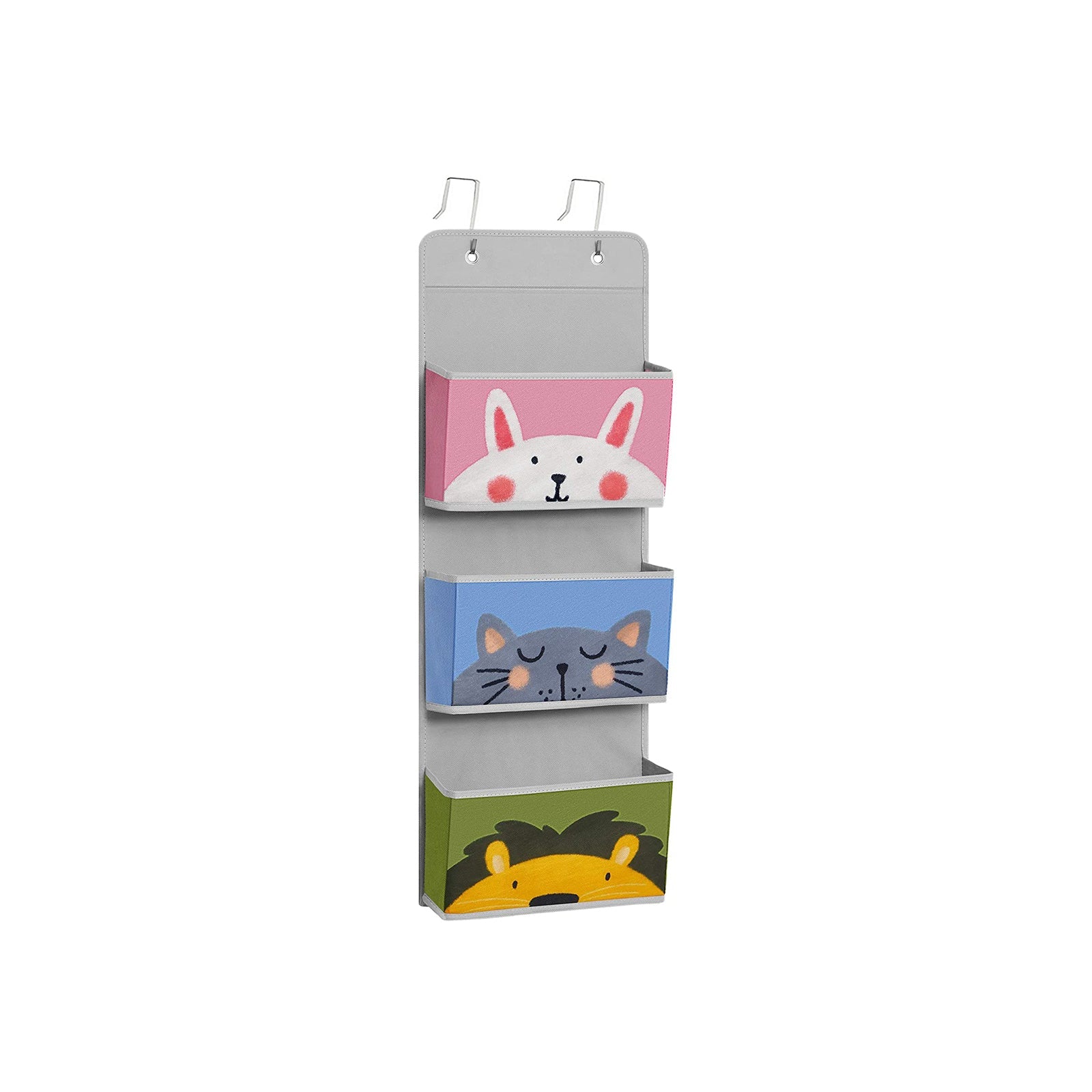 Over-the-Door Organizer - Fabric - Multicolor - Animal Theme with 3 Pockets and 2 Hooks