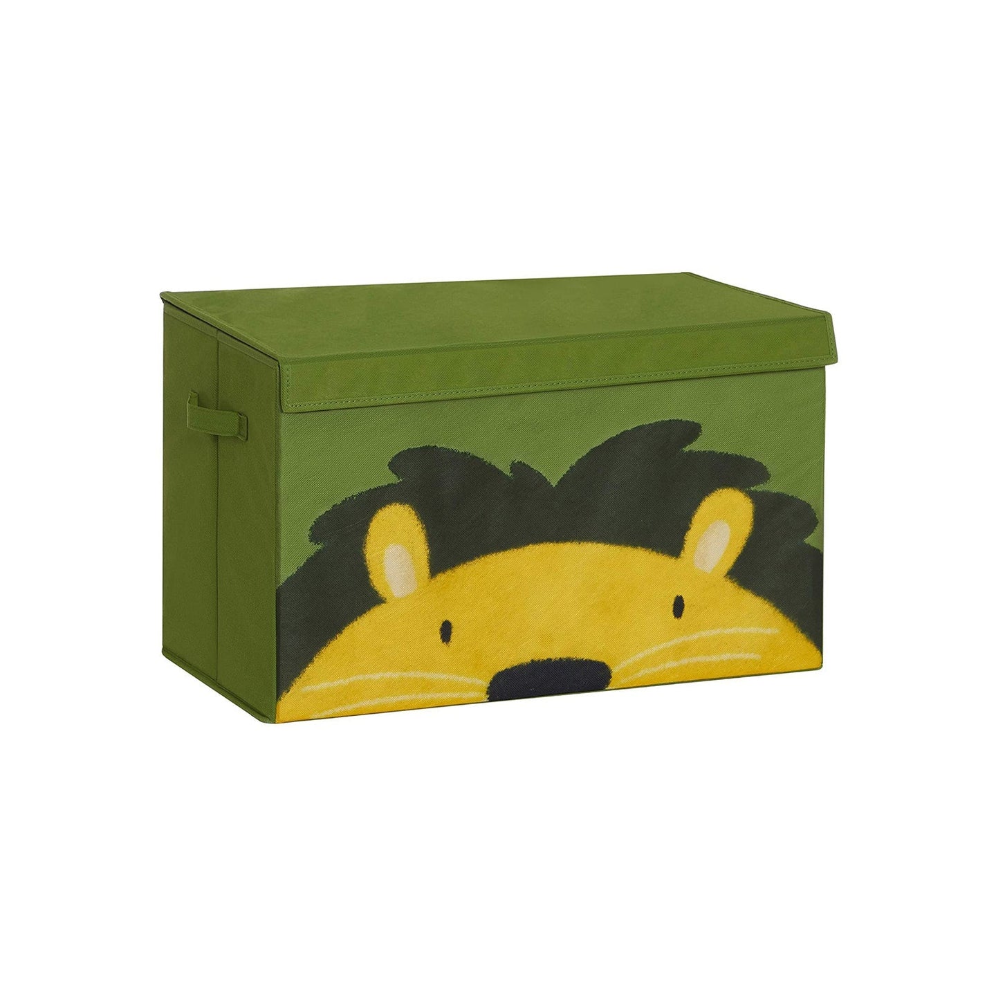 Toy Storage Organizer - Fabric - Green and Yellow - Foldable with Lid and Handle