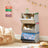 Set of 3 Stackable Toy Organiser Boxes - Fabric - Pink, Blue, Green, Grey - Magnetic Lid and Handles