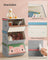 Set of 3 Stackable Toy Storage Organisers - Fabric - Pink, Blue, Green, Grey - Folding with Handles and Magnetic Lid